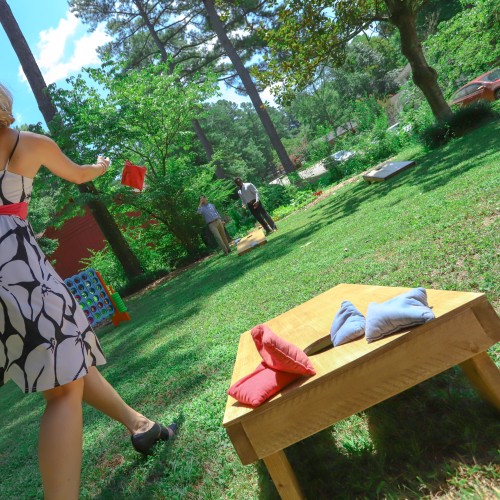 Bocce Ball Stained Cornhole Set Square Chicago